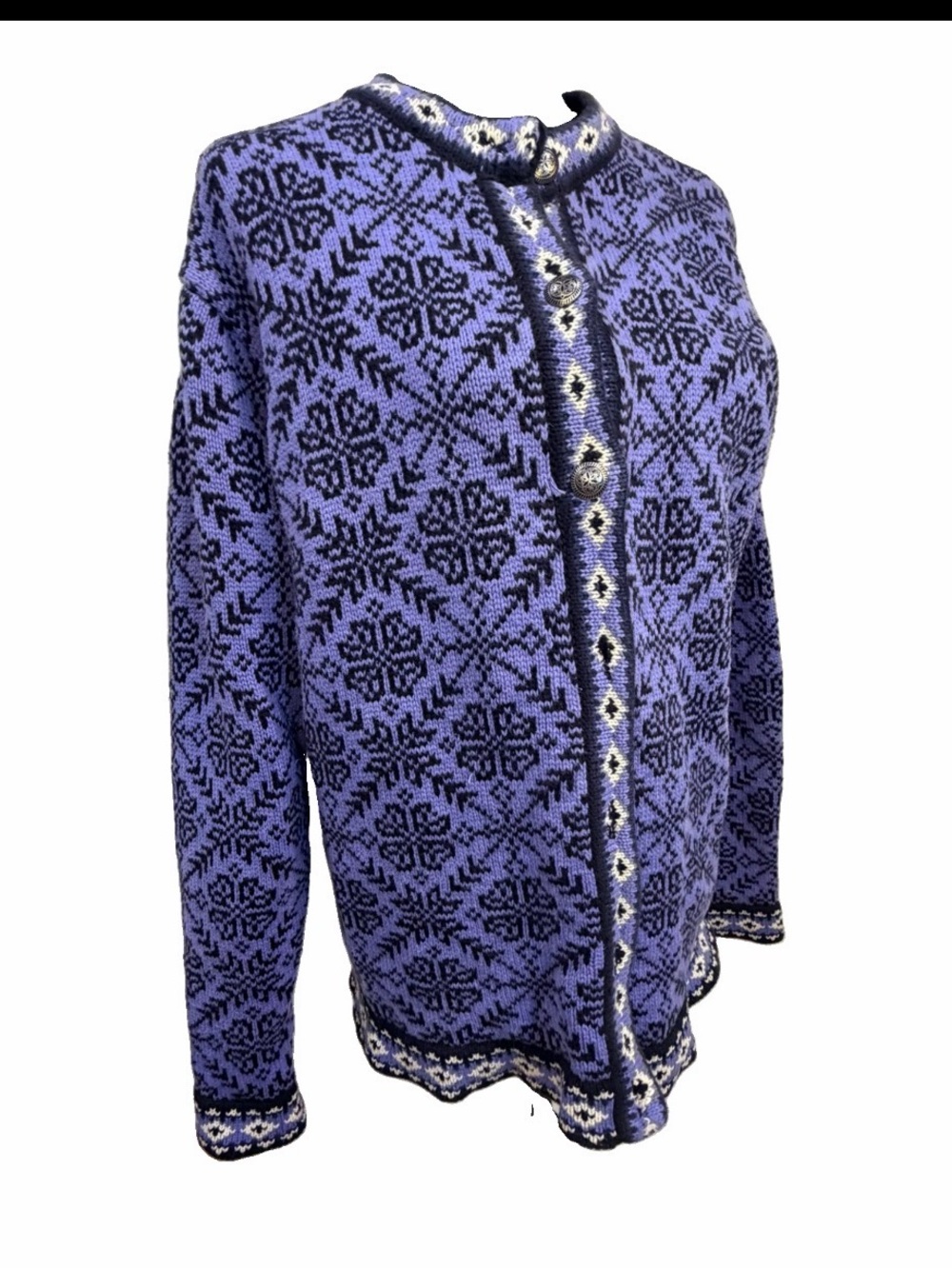 LL Bean Fair Isle Nordic Cardigan, 100% Cotton, Large